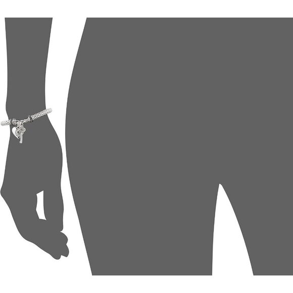 Nine West Women's Boxed Silver Heart Key Stretch Bracelet - Picture 5 of 6